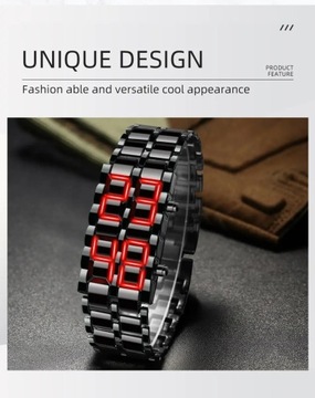 Fashion Mens Digital Lava Wrist Watch Men Black Full Metal Red Blue LED
