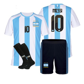 Messi Argentyna strój komplet + getry rozm. 128