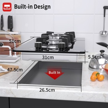 Газовая варочная панель IsEasy Glass 2 конфорки 3300 Вт/1000 Вт 31 см Природный газ/пропан