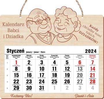 KALENDARZ GRAWER PREZENT NA DZIEŃ BABCI I DZIADKA