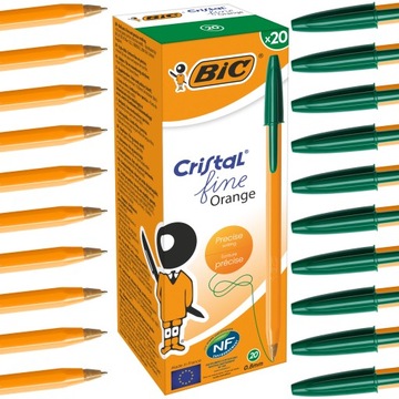 BIC ORANGE ORIGINAL FINE DŁUGOPIS ZIELONY ZESTAW POMARAŃCZOWY x20