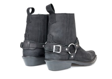 Kowbojki Buty Motocyklowe Skórzane Chopper Czarne Matowe - 41