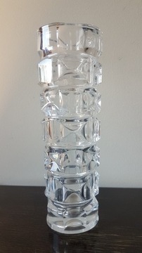 Старая тяжелая стеклянная ваза оп-арт дизайн