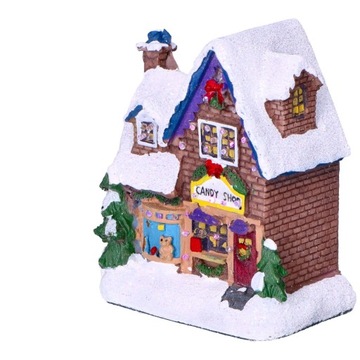 Рождественская фигурка, заснеженный светодиодный домик