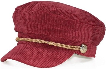 Women Ladies Hat Corduroy Captain's Breton Cap