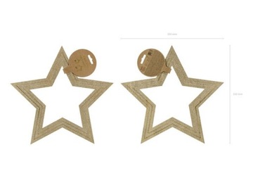 Подвески деревянные Звездочки на Рождество, золото, 3 шт.
