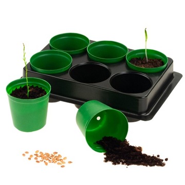 ПРОИЗВОДСТВЕННЫЕ ГОРШКИ, мультичашки, ДЛЯ ПОСЕВА РАССЕНА, 6 ШТ + ПОДДОНД