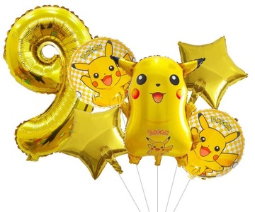 BALON CYFR 9 DZIEWIĘĆ LAT URODZINY POKEMON PIKACHU