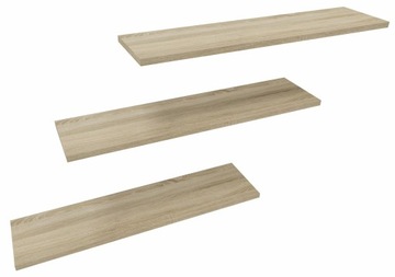 Półka wisząca ścienna do salonu zestaw 3 półek na książki 3x80cm dąb sonoma