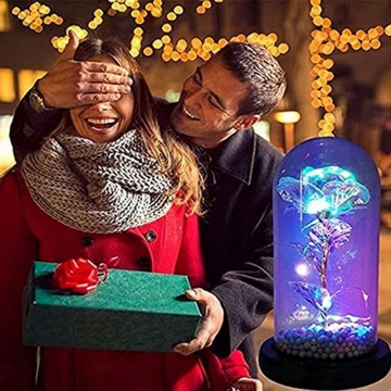 ВЕЧНАЯ РОЗА В СВЕТОДИОДНОМ СТЕКЛЕ НА ЛЕДЯНОМ ПОДАРКЕ