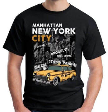 Custom USA Retro City Scene New York Yellow Cab. T-Shirt Koszulka
