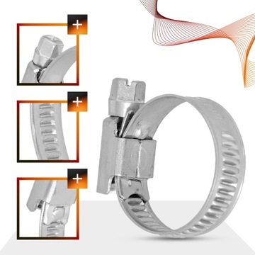 10x Opaska Zaciskowa METALOWA 16-27 Cybant Obejma Ślimakowa SKRĘCANA Sta GR