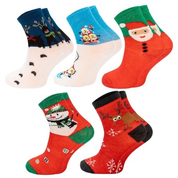 Рождественские носки 5 пар НАБОР ПОДАРОЧНОЕ УКРАШЕНИЕ ЦВЕТНОЕ