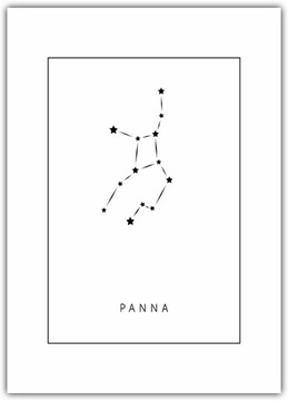 Plakat Znaki Zodiaku Panna 60x80 grafika ezoteryczna b&w Gwiazdy