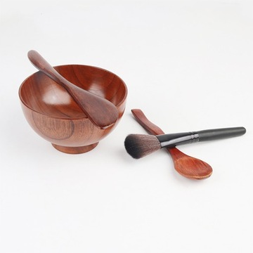 4PCS/Set Empty Bamboo Facial Mask Bowl Brush With