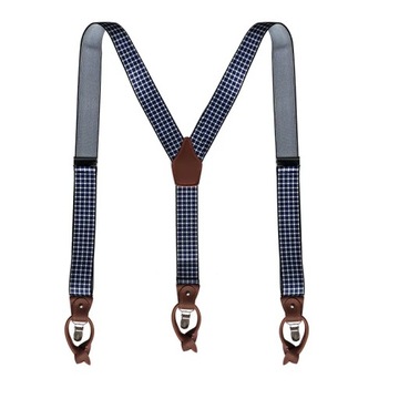 3.5X125 6 Clips Genuine Leather Men Suspenders