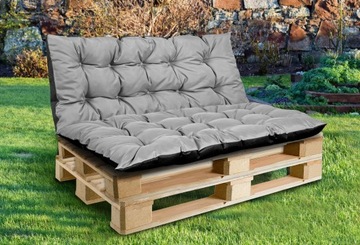 2 садовые подушки 120x80x40 см для скамейки-качели из поддонов, водонепроницаемые, серые