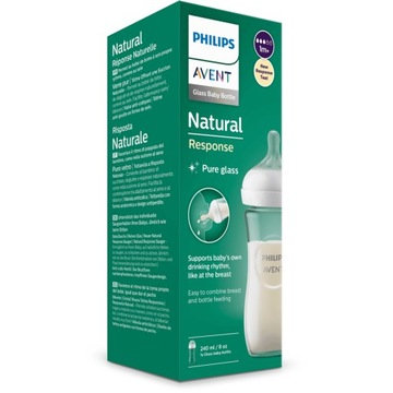 СТЕКЛЯННАЯ БУТЫЛКА AVENT NATURAL соска 240 МЛ СТЕКЛО