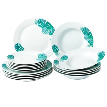 KOMPLET TALERZY SERWIS OBIADOWY PORCELANA 18EL