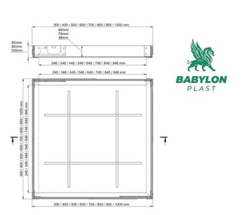 Инспекционный люк 900x900x50 мм с системой блокировки из нержавеющей стали