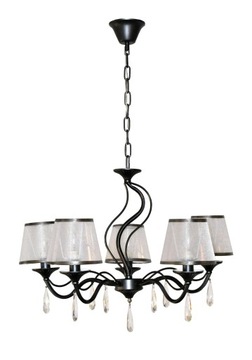 Lampa SUFITOWA Czarna Wisząca KRYSZTAŁOWA RENE 5 PROMOCJA