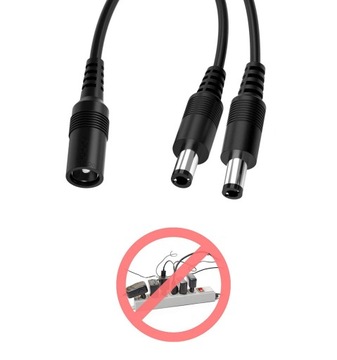 ROZGALEZNIK ZASILANIA SPLITTER DC 2 WTYKI 2,1 40CM