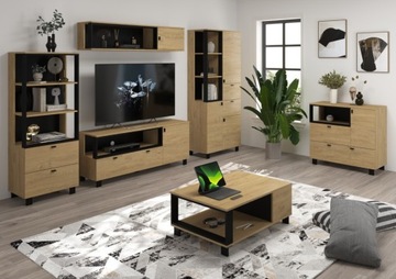 КОМПЛЕКТ мебели VEGAS M2 для гостиной, дуб, белый, черный