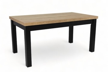 Stół prostokątny solidny 90x160 rozkładany do 210 cm Czarny + Dąb Craft