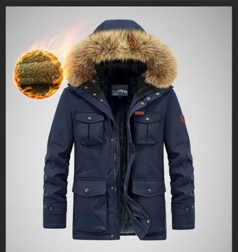 КУРТКА ЗИМНЯЯ МУЖСКАЯ ПАРКА С КАПЮШОНОМ, УТЕПЛЕННЫМ МЕХОМ