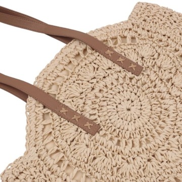 Бежевая женская пляжная сумка-шоппер на плечо