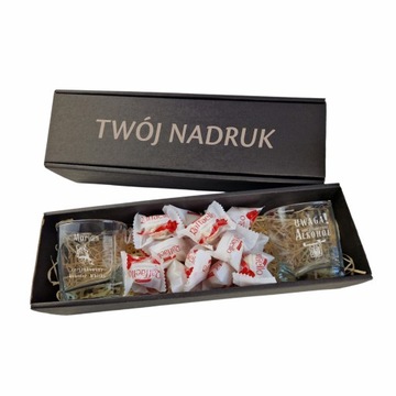 Zestaw do WHISKY szklanki 310ml prezent z cukierkami