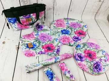 КОМПЛЕКТ Вставка в коляску, Подушка в виде мишки Тедди, Сумка