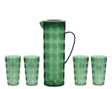 Zestaw Dzbanek + 4 Kubki Zielony Plastik