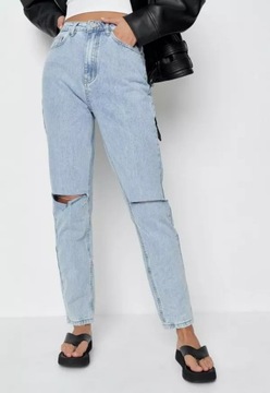 MISSGUIDED SPODNIE JEANSOWE Z DZIURAMI M