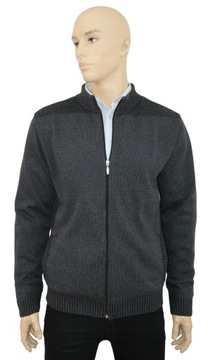 Bawełniany sweter z kieszeniami rozsuwany N29e PRODUKT POLSKI grafitowy XL
