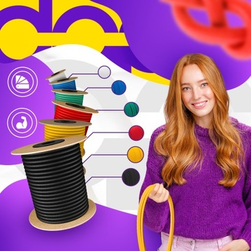 Lina Gumowa Elastyczna ŻÓŁTA z Hakiem do mocowania bagażu 8mm 1m Ekspandor