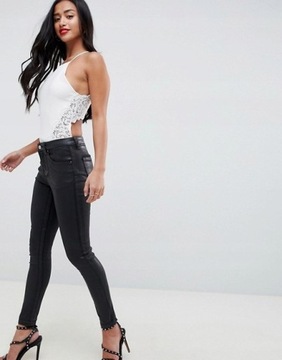 MISSGUIDED PETITE BIAŁE BODY KORONKA 34