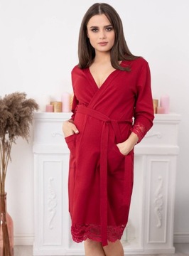 ХАЛАТ ДЛЯ беременностей ЖЕНСКИЙ, ХЛОПОК РОЗОВЫЙ, КРУЖЕВО, L