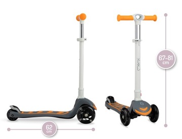 Трёхколесный складной светодиодный самокат до 7 лет MoMi