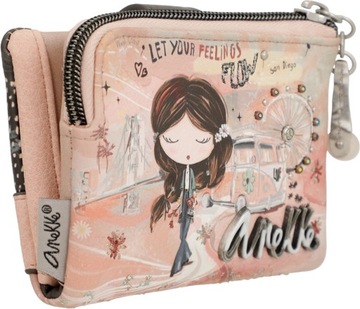 A57 Anekke mały miękki portfel etui portmonetka Peace&Love pink Hollywood