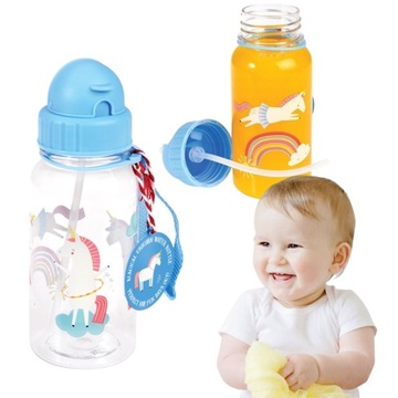 BIDON DLA DZIECI ze słomką na wodę zamykany Rex London Jednorożec 500ml BPA