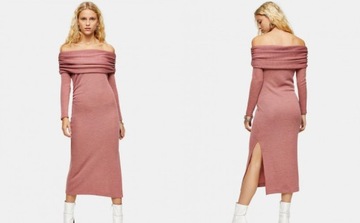 163A115 TOPSHOP B05 RÓŻOWA SUKIENKA BEZ RAMION 38