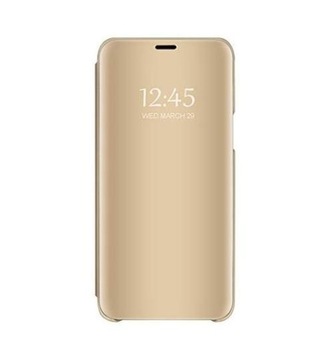 ETUI Z KLAPKĄ CLEAR VIEW SAMSUNG A6 2018 ZŁOTE