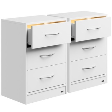 2x Szafka Nocna Komoda podświetlenie LED Stolik nocny szuflady 54x39x28cm
