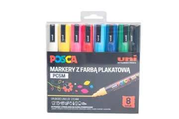 Маркеры Posca, набор Posca PC-5M, 8 шт в футляре, маркеры, маркеры ОРИГИНАЛ