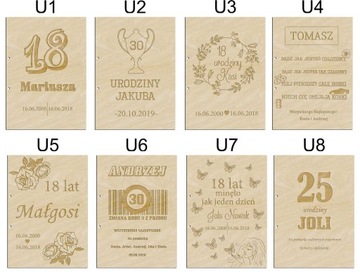 DREWNIANY ALBUM na roczek prezent metryczka grawer