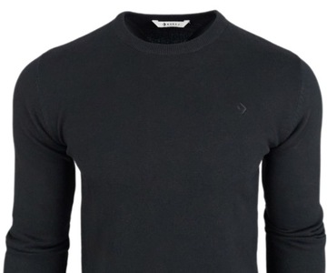 Sweter męski Czarny Klasyczny Elegancki 100% Bawełna Miły w dotyku r. M + N