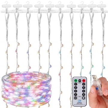 ЛАМПЫ СВЕТОВАЯ ЗАВЕСА РАЗНОЦВЕТНЫЕ ICILS СВЕТОВАЯ ГИРЛЯНДИЯ USB 300LED + ПУЛЬТ ДИСТАНЦИОННОГО УПРАВЛЕНИЯ