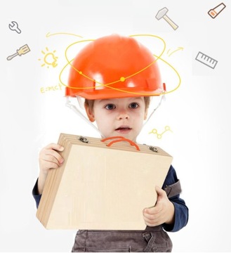 ЧЕМОДАН С ИНСТРУМЕНТАМИ ДЛЯ ДЕТЕЙ ДЕРЕВЯННЫЙ НАБОР DIY 35 ПРЕДМЕТОВ.