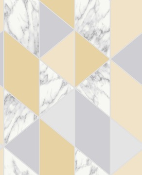 Tapeta geometryczna szaro żółte romby i trójkąty